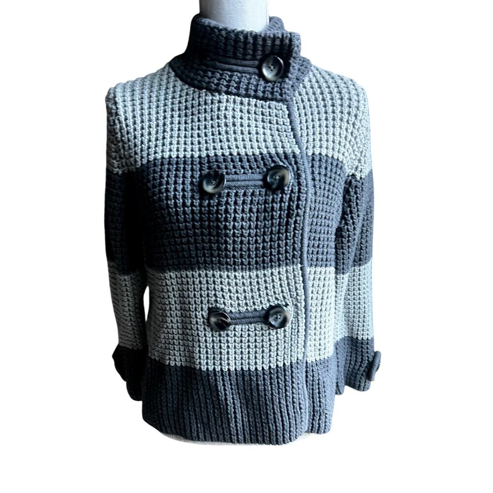 Banana Republic Striped Chunky Knit wool blend Sweater Jacket - Size L